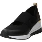 Schwarze Slip-on Sneaker ohne Verschluss aus Textil für Damen Größe 40 mit Absatzhöhe bis 3cm 