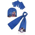 Blaue Mütze Schal Handschuh Sets für Kinder mit Maus-Motiv für Jungen für den für den Winter 
