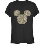 Schwarze Animal-Print Kurzärmelige Entenhausen Micky Maus T-Shirts aus Baumwolle Größe S 