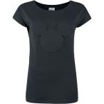 Schwarze Entenhausen Micky Maus Rundhals-Ausschnitt T-Shirts für Damen Größe S 
