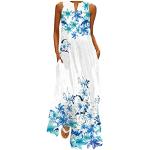 Blaue Blumenmuster Elegante V-Ausschnitt Kurze Abendkleider aus Tüll für Damen Größe 4 XL Große Größen für die Braut 