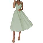 Reduzierte Grüne Gepunktete Elegante Langärmelige Kurze Abendkleider aus Tüll für Damen Größe XXL für die Braut für den für den Sommer 