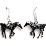 Silberne Pferde Ohrringe mit Tiermotiv mit Onyx handgemacht 