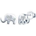 Silberne Motiv Elegante Elefanten Ohrringe mit Zirkonia für Kinder zum Muttertag 