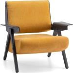Gelbe Mid-Century Lounge Sessel aus Holz 