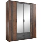 Hellbraune Kleiderschränke mit Spiegel aus Holz mit Schublade Breite 150-200cm, Höhe 150-200cm, Tiefe 50-100cm 