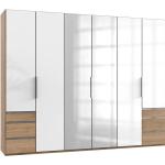 Weiße Kleiderschränke mit Spiegel aus Eiche mit Schublade Breite 250-300cm, Höhe 300-350cm, Tiefe 50-100cm 