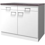 Weiße Küchenunterschränke mit Schubladen aus Kunststoff mit Schublade Breite 100-150cm, Höhe 100-150cm, Tiefe 50-100cm 