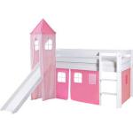 Pinke Hochbetten & Spielbetten mit Rutsche lackiert aus Massivholz 90x200 