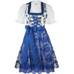 Blaue Blumenmuster Edelnice Midi Mididirndl für Damen 2-teilig für den für den Sommer 