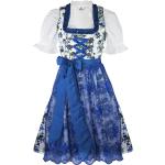 Reduzierte Blaue Blumenmuster Midi Mididirndl für Damen 2-teilig für den für den Sommer 