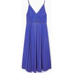 Blaue Elegante COS Midi V-Ausschnitt Midikleider aus Baumwolle für Damen Größe XS für den für den Sommer 