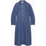 Blaue COS Bio Midi Midikleider & knielange Kleider mit Reißverschluss aus Denim für Damen Größe M 