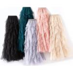 Cremefarbene Midi Festliche Röcke mit Rüschen aus Tüll für Damen Einheitsgröße für den für den Winter 