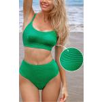 Grüne Cupshe High Waist Bikinihosen aus Nylon für Damen Größe S 