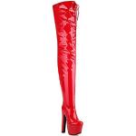 Rote Lack-Optik Runde Damenoverkneestiefel mit Reißverschluss in Breitweite aus Leder rutschfest Größe 38 
