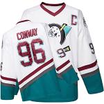 Mighty Ducks Movie Ice Hockey Trikot Weiß S-XXL Charlie Conway #96 mit Erwachsenengröße, 90S Hip Hop Kleidung für Party (groß)