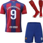 Mikalay Barcelona Robert Lewandowski #9 Heim 2023/2024 Kinder Trikot, Neu Saison, Shorts Socken FußballTrikot Jugendgrößen (Blau,16)