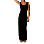 Schwarze Boho Ärmellose Maxi Rundhals-Ausschnitt Sommerkleider aus Jersey für Damen Größe S für den für den Sommer 