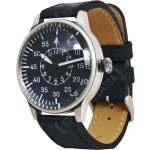 Schwarze Retro Wasserdichte Mil-Tec Quarz Armbanduhren matt aus Leder mit Fliegerarmband mit Lederarmband 