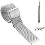 Silberne Elegante Uhrenarmbänder aus Edelstahl mit Milanaise-Armband für Herren 
