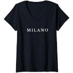 Schwarze Milano Italy V-Ausschnitt T-Shirts für Damen Größe S 