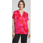 Rote Blumenmuster Kurzärmelige Milano Italy Blusenshirts & Schlusen aus Viskose für Damen Größe S 