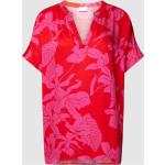 Rote Blumenmuster Kurzärmelige Milano Italy Blusenshirts & Schlusen aus Viskose für Damen Größe S 