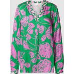 Grüne Blumenmuster Langärmelige Milano Italy Blusenshirts & Schlusen aus Viskose für Damen Größe M 