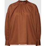 Schokoladenbraune Langärmelige Milano Italy Stehkragen Blusenshirts & Schlusen aus Baumwolle für Damen Größe XS 