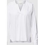 Weiße Unifarbene Langärmelige Milano Italy V-Ausschnitt Blusenshirts & Schlusen aus Baumwollmischung für Damen Größe S für den für den Frühling 