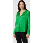 Grüne Unifarbene Langärmelige Milano Italy V-Ausschnitt Blusenshirts & Schlusen aus Samt für Damen Größe S 