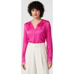 Pinke Langärmelige Milano Italy V-Ausschnitt Blusenshirts & Schlusen aus Samt für Damen Größe S 