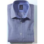 Marineblaue Karo Langärmelige Milano Italy Herrenlangarmhemden mit Knopf aus Baumwolle Größe S 
