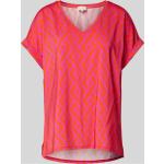 Pinke Milano Italy V-Ausschnitt T-Shirts aus Viskose für Damen Größe M 