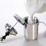 Silberne Manuelle Milchaufschäumkännchen mit Kaffee-Motiv aus Edelstahl 