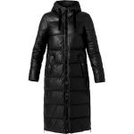 Schwarze Unifarbene Elegante MILESTONE Damensteppmäntel & Damenpuffercoats mit Reißverschluss aus Leder mit Kapuze Größe XS für den für den Winter 