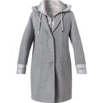Silbergraue MILESTONE Mini Kapuzenmäntel mit Reißverschluss aus Wolle mit Kapuze für Damen Größe L für den für den Herbst 