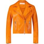 Orange MILESTONE Mini Kurze Lederjacken mit Reißverschluss aus Leder für Damen Größe L 