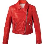 Rote Casual MILESTONE Mini Biker-Lederjacken mit Reißverschluss aus Leder für Damen Größe M für den für den Herbst 