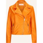 Orange MILESTONE Übergangsjacken mit Reißverschluss aus Leder für Damen Größe XS 
