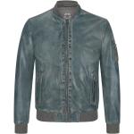 Blaue Vintage MILESTONE College-Jacken mit Reißverschluss aus Lammleder für Herren Größe XXL für den für den Winter 