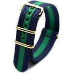 Military Watch Strap Nato Style Watch Wristband 18mm-24mm Nylon Stripe Woven Strap mit Goldschnalle, 18mm