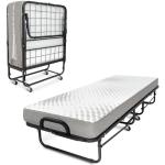 Weiße Betten mit Matratze aus Metall mit Rollen 80x190 