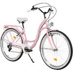 Milord. 26 Zoll 7-Gang Rosa Komfort Fahrrad mit Rückenträger, Hollandrad, Damenfahrrad, Citybike, Cityrad, Retro, Vintage