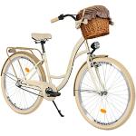Milord Komfort Fahrrad mit Weidenkorb, Hollandrad, Damenfahrrad, Citybike, Retro, Vintage, 28 Zoll, 3-Gang, Creme-Braun