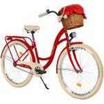MILORD BIKES Cityrad »Milord Komfort City Fahrrad Mit Weidenkorb Damenfahrrad, 28/26 Zoll, Rot, 1-Gang«, 1 Gang, rot, 28 Zoll
