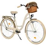 Milord. 28 Zoll 1-Gang Creme-braun Komfort Fahrrad mit Korb und Rückenträger, Hollandrad, Damenfahrrad, Citybike, Cityrad, Retro, Vintage