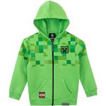 Grüne Minecraft Kinderhoodies & Kapuzenpullover für Kinder mit Reißverschluss aus Baumwolle für Jungen Größe 134 