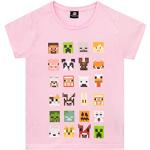 Rosa Kurzärmelige Minecraft Kinder T-Shirts für Mädchen Größe 128 